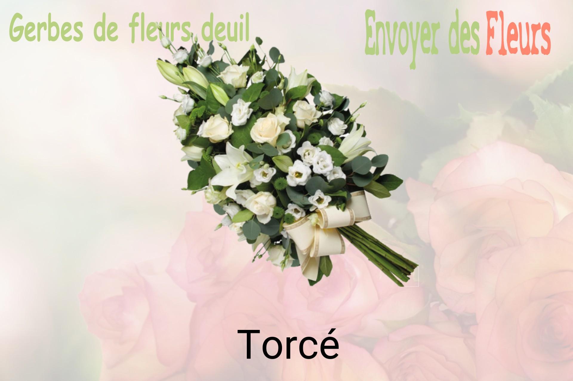 Gerbe de fleurs de deuil livrée à Torcé